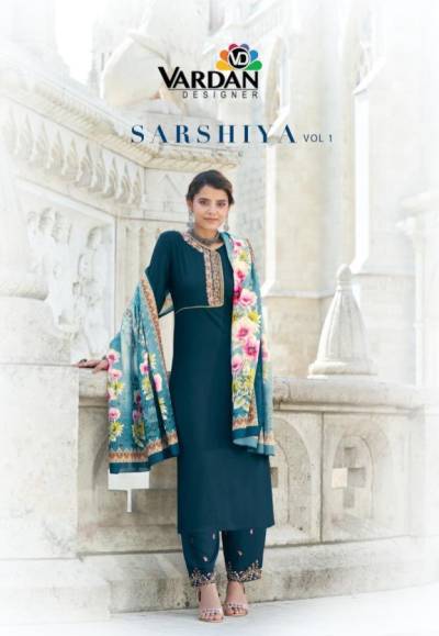 SARSHIYA VOL-1 BY VARDAN DESIGNER RIYON SALWAR KAMEEZ WHOLESALER IN INDIA